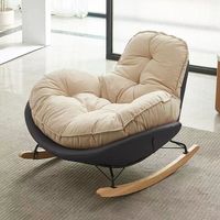 Fauteuil à bascule Tenghang Egg Wood Base en tissu technique, rembourré en coton, doux et confortable, pour une détente optimale