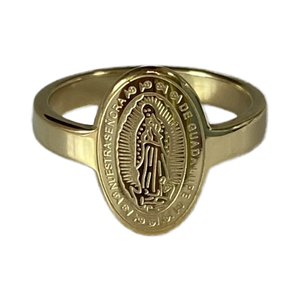 Bague ovale gravée tendance en or 18 carats plaqué or, motif Vierge <span class=keywords><strong>Marie</strong></span>, pour mariage, fiançailles, cadeau religieux - Product Image 4