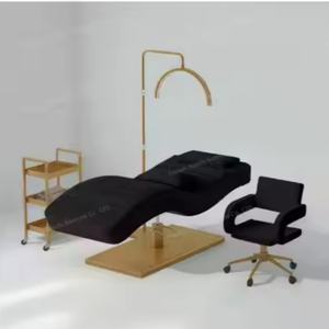 Lit de massage de luxe pour salon de beauté, en cuir noir, avec cadre en métal, vente chaude - Product Image 3
