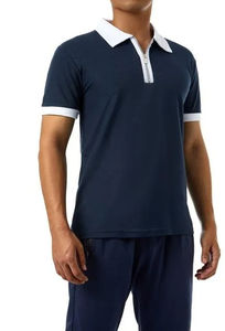 Polo de manga corta con cuello vuelto y cremallera cuarto personalizado para hombre - Product Image 3