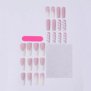 Patrón cuadrado francés Uñas artificiales Navidad Copo de nieve blanco Tubería de agua Tira de uñas Usable para dedos - Product Image 2