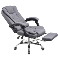 Chaise de bureau de direction en tissu à dossier haut avec repose-pieds escamotable, chaise de patron pivotante inclinable, chaise de bureau réglable pour ordinateur