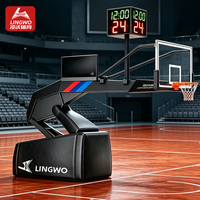 Buts de basket mobiles robustes, cadre de panier de basket personnalisé de 3 m avec chronomètre de 24 secondes pour les lieux intérieurs