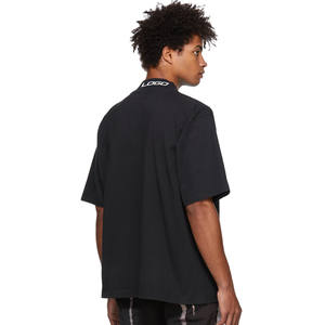 Logo personalizzato Streetwear Mock collo 100% <span class=keywords><strong>cotone</strong></span> <span class=keywords><strong>nero</strong></span> spesso t-Shirt in bianco pesante oversize tinta unita t-Shirt da uomo - Product Image 1