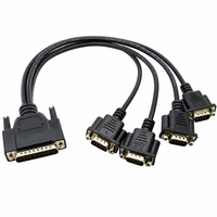 Kabel Splitter Serial DB44 ke 3-Way DB9 Kustom, Male to Male, Multi-Port Breakout Wire dengan Pengunci Sekrup Jempol
