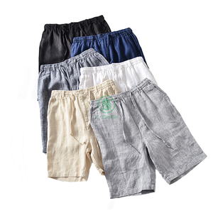 Pantaloncini di lino 100% leggeri e traspiranti personalizzati con coulisse per uomo - Product Image 1