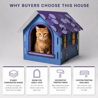 Maison pour chat de style cottage en carton, intérieur spacieux et confortable, porte en arche, toit en bardeaux, pour chats adultes, vente en gros, fourniture d'usine