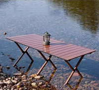 Table pliante rectangulaire en aluminium pour l'extérieur et ensemble de chaises de camping et de pique-nique modèle 03, mobilier portable