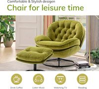 Chaise de lecture inclinable de loisirs de luxe moderne chaise de salon de camping canapé vert doux en tissu de velours à poils courts avec repose-pieds tabouret