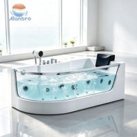 Baignoire d'intérieur pour 1-2 personnes baignoire à fenêtre en verre transparent baignoire acrylique pour salle de bain baignoire de massage d'hydrothérapie