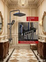 Ensemble de robinetterie mural 4 fonctions finition piano pour porte-avions, avec contrôle thermostatique intelligent, pour eau froide et chaude, pour douche