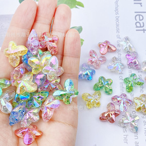 Acrylic <b>Glitter</b> Butterfly Beads Iridescent Faceted For Jewelry Making DIY Accessories 10mm Summer 2024 Chaozhou Origin - Product Image 1