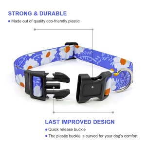 Ensemble collier et laisse pour chien à motif floral bleu marguerite, boucle réglable pour petits chiens - Product Image 3