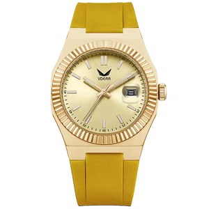 Minimalist 5atm Waterproof 40mm Wave Bezel Luminous Montre Personnalis Mens <b>Watches</b> Fashion Silicone Gold Quartz <b>Watch</b> for Men - Product Image 1
