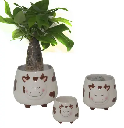 Glaze European ceramic planter glaze ceramic planter white ceramic cow flower pot