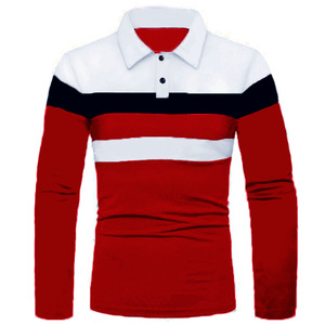 <span class=keywords><strong>Polo</strong></span> à la mode à <span class=keywords><strong>manches</strong></span> <span class=keywords><strong>longues</strong></span> et à rayures contrastées décontracté de grande taille pour hommes - Product Image 6