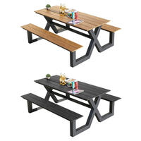 Banc de plateau moderne en métal pour l'extérieur Meubles en plastique aluminium et bois pour hôtels restaurants parcs et restaurants conçus en usine