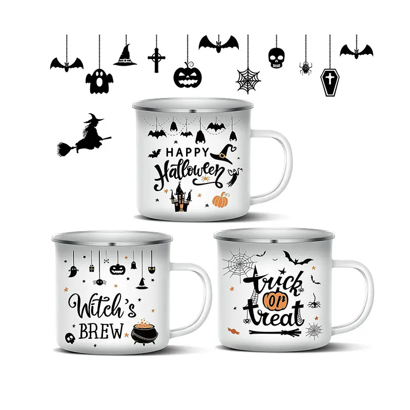 Halloween Koffiemokken 12 Oz Emaille Mokken Heks Brouwtruc Of Traktatie Vrolijke Halloween Koffiekopjes Leuk Cadeau Voor Vriend