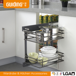 Accessoires d'armoires de cuisine kits de cuisine en fil de chrome d'<span class=keywords><strong>angle</strong></span> magique avec curseurs à fermeture douce - Product Image 2