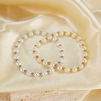 Bracelet en perles élastique, design perlé en acier inoxydable, bijoux élégants pour femmes à porter au quotidien