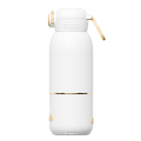 Calentador de Biberones Portátil Recargable de Acero Inoxidable para Exteriores, 350 ml, Control Táctil USB, Temperatura Ajustable, 24 Horas