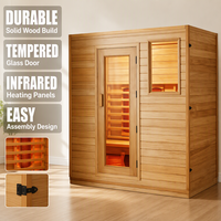 Sauna infrarouge en bois massif de qualité supérieure, panneaux chauffants infrarouges, montage facile, verre trempé pour usage domestique