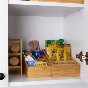 4-Section Rectangular Lacquered Snack Organizer Removable Dividers <b>Kitchen</b> Cabinet Office Countertop 2 Pack <b>Storage</b> - Product Image 4