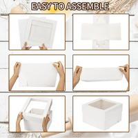 Grandes boîtes à pâtisserie écologiques avec fenêtre transparente | Emballage de dessert blanc robuste pour gâteaux, macarons et tartes