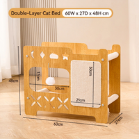 YOUME Lit superposé carré moderne en bois, arbre à chat avec griffoir en sisal, maison pour chat double niveau, mobilier d'intérieur pour salon