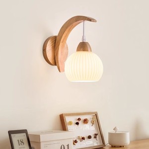 Applique <span class=keywords><strong>murale</strong></span> LED Silence Style avec abat-jour en verre et structure en bois <span class=keywords><strong>pour</strong></span> <span class=keywords><strong>chambre</strong></span> à coucher, <span class=keywords><strong>chevet</strong></span>, décoration d'escalier - Product Image 4