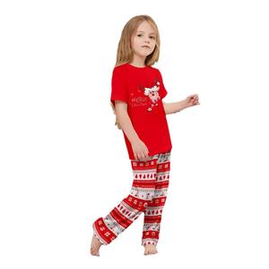 Pantalon à manches courtes imprimé cerf ensemble de pyjamas de famille de Noël rouge enfants bébé garçons filles vêtements de nuit assortis - Product Image 5