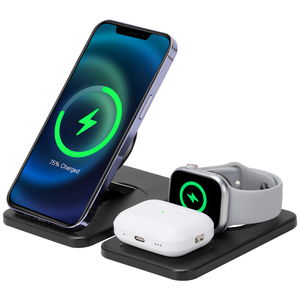 Caricatore Wireless Magnetico Pieghevole 3-in-1 OEM, Stazione di Ricarica Rapida 15W in Metallo per Telefono, Orologio e Auricolari - Product Image 6