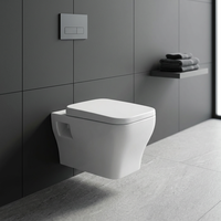 WC suspendu sans bride en céramique monobloc avec réservoir encastré – Design moderne