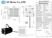 Moteur pas à pas hybride SY Nema 23, couple élevé 3,0 Nm, 8 mm, 1,8 degré, 2 phases, DC 24V-48V 5A, 57BYGH100, garantie 1 an, certifié CE