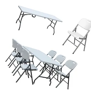 Klapptisch aus Kunststoff im Freien/leere HDPE-Tischplatte mit Edelstahl beinen/180cm 6 Fuß Länge, beliebte Größe, zusammen klappbarer Schreibtisch