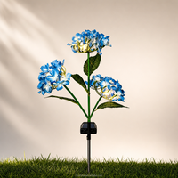 Lampes LED solaires en forme d'hortensia - Décoration florale extérieure pour cour, jardin, allée, bord de lac