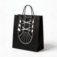 Sac en papier kraft de luxe blanc recyclable avec motif de baskets imprimé sur mesure en 3D, lacets, emballage de vente au détail pour magasin de chaussures