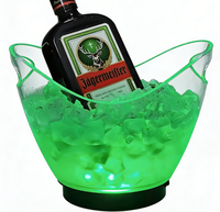 Seau à glace LED en acrylique rechargeable avec logo personnalisé professionnel, pour bar, club, vin, champagne, service VIP, seau à glace transparent