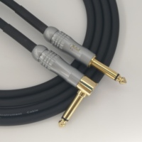 Câble de guitare à angle droit 10 pieds, prise coudée vers droite chromée moletée, gaine noire pour pédalier compact, idéal pour usine