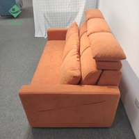 Canapé en velours orange avec un grand coffre de rangement, canapé multifonctionnel en gros, cadre en bois massif, canapé durable, fabricant de canapés