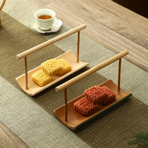 Chinese handmade bamboo portable tea and <b>snack</b> <b>tray</b>, dual-purpose <b>snack</b> holder, bamboo towel holder for storing Kung Fu tea - Product Image 1