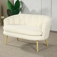 Chaise de loisirs en molleton d'agneau touffeté de style crème simple salon 2 places canapé en bois confortable incurvé semi-circulaire appartements