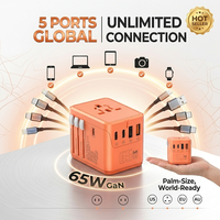 Convertisseur OEM ODM 220V vers 110V, best-seller, taille compacte, plusieurs ports USB, universel, tout-en-un, adaptateur de voyage 65W PD Gan