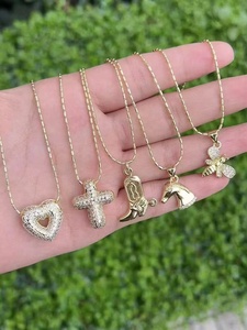 Collares de lujo con dijes de circonita en forma de corazón, cruz, bota, caballo y abeja, accesorios vaqueros para mujer - Product Image 2