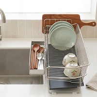 Égouttoir à vaisselle de cuisine en métal de luxe, gain de place, avec plateau de récupération des eaux, pour comptoir et rangement de vaisselle