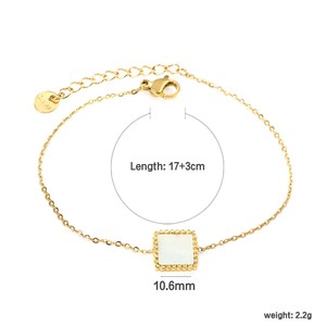 Bracelet tendance en acier inoxydable plaqué or, chaîne à maillons ajourés en forme de fleur, pour la création de bijoux, avec breloques cœur, carré et fraises - Product Image 6