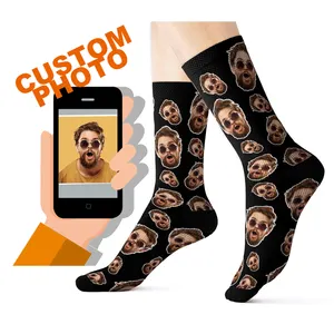 Neutro unisex progettare su misura il proprio photo faccia calzini personalizzato sublimination stampa calze