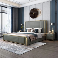 Vente directe d'usine de meubles de chambre à coucher d'art en flanelle d'agneau de style nordique mobilier de chambre à coucher italien de luxe moderne de grande taille ensemble de chambre à coucher