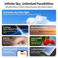 AIDLIN Panneau LED intelligent de simulation du soleil à spectre complet de 5,3 cm, lumière du ciel à diffusion Rayleigh, soin des yeux, pour pièce sans fenêtre