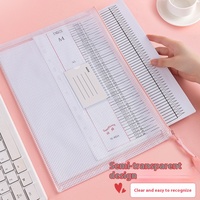 Sac d'information de bureau en PVC étanche Morandi Grid Zipper épaissi A4 sac de rangement de fichiers pour les papiers de test des étudiants Design imprimé